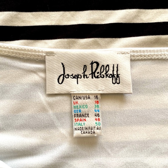 JOSEPH RIBKOFF LACE DETAIL🖤BLACK & WHITE🤍STRIPED WOMEN TOP PLUS SIZE 16🌟NWT🌟 - Picture 8 of 12